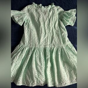 Janie and Jack Light Green Eyelet Dress